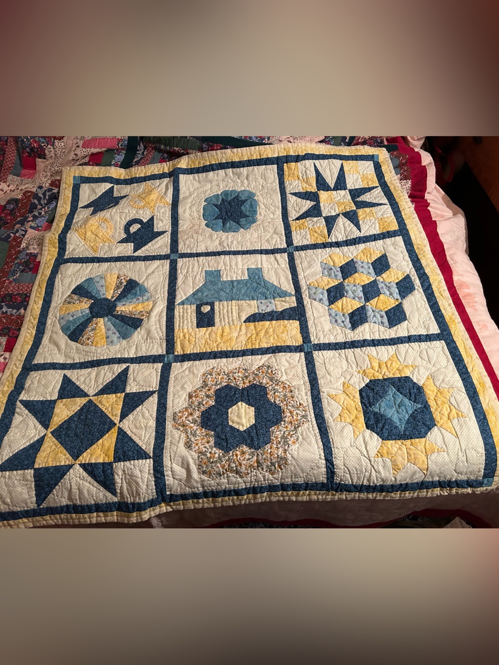 Handmade Patchwork Cotton Quilt 45”x46”